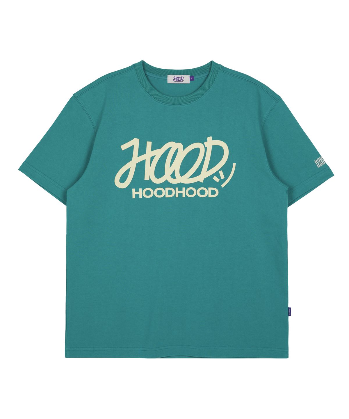 후드후드(HOODHOOD) 시그니처 로고 반팔티셔츠 청록