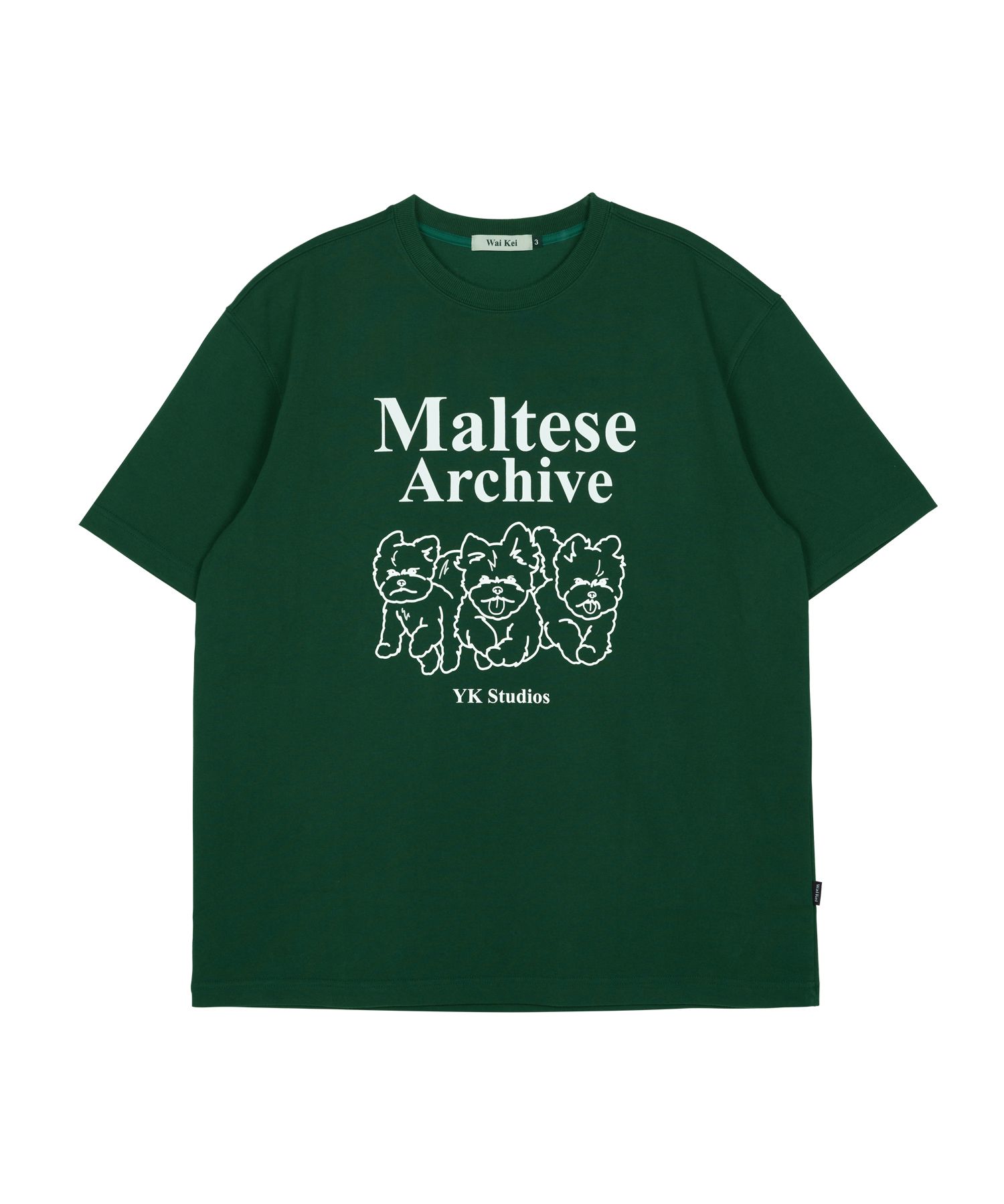 ★WAIKEI★ Maltese Archive Raglan Short Sleeve T-Shirt Green Maltese archive raglan half sleeve T-shirt - WaiKei | 60