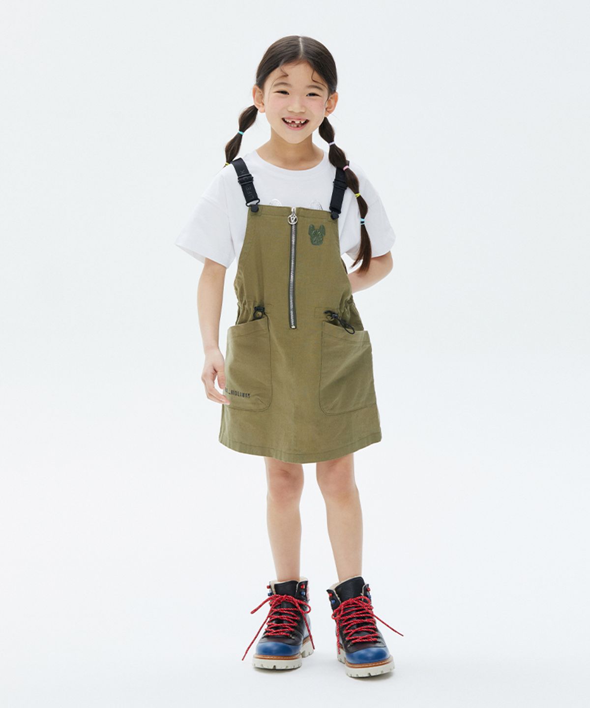 라이프워크 키즈(LIFEWORK KIDS) 키즈) 스퀘어 포켓 멜빵 원피스