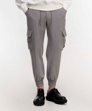 린넨 라이크 슬림 조거 팬츠 베이지