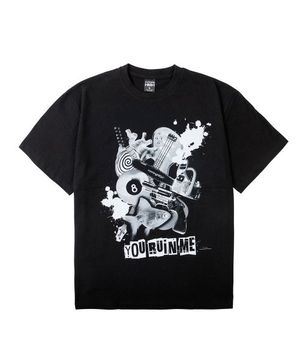 루인 미 하프 슬리브 티 [블랙]