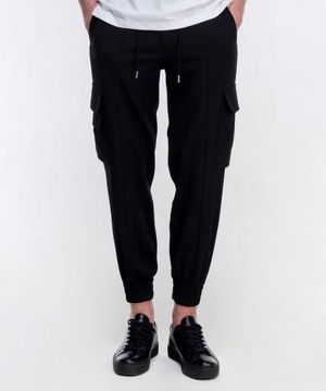 린넨 라이크 슬림 조거 팬츠 블랙
