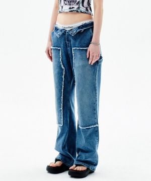 워시드 데님 카펜터 팬츠 [라이트 블루]