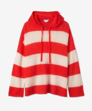 스트라이프 니트 후드 - 레드 / CRTWXKNW004KNT0217468