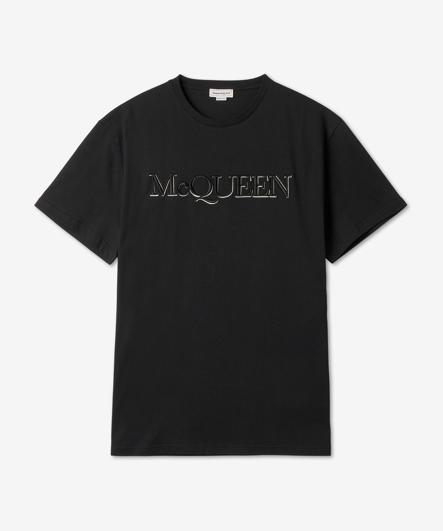 MUSINSA公式 | ALEXANDER McQUEEN 男性ロゴ刺繍Tシャツ - ブラック 