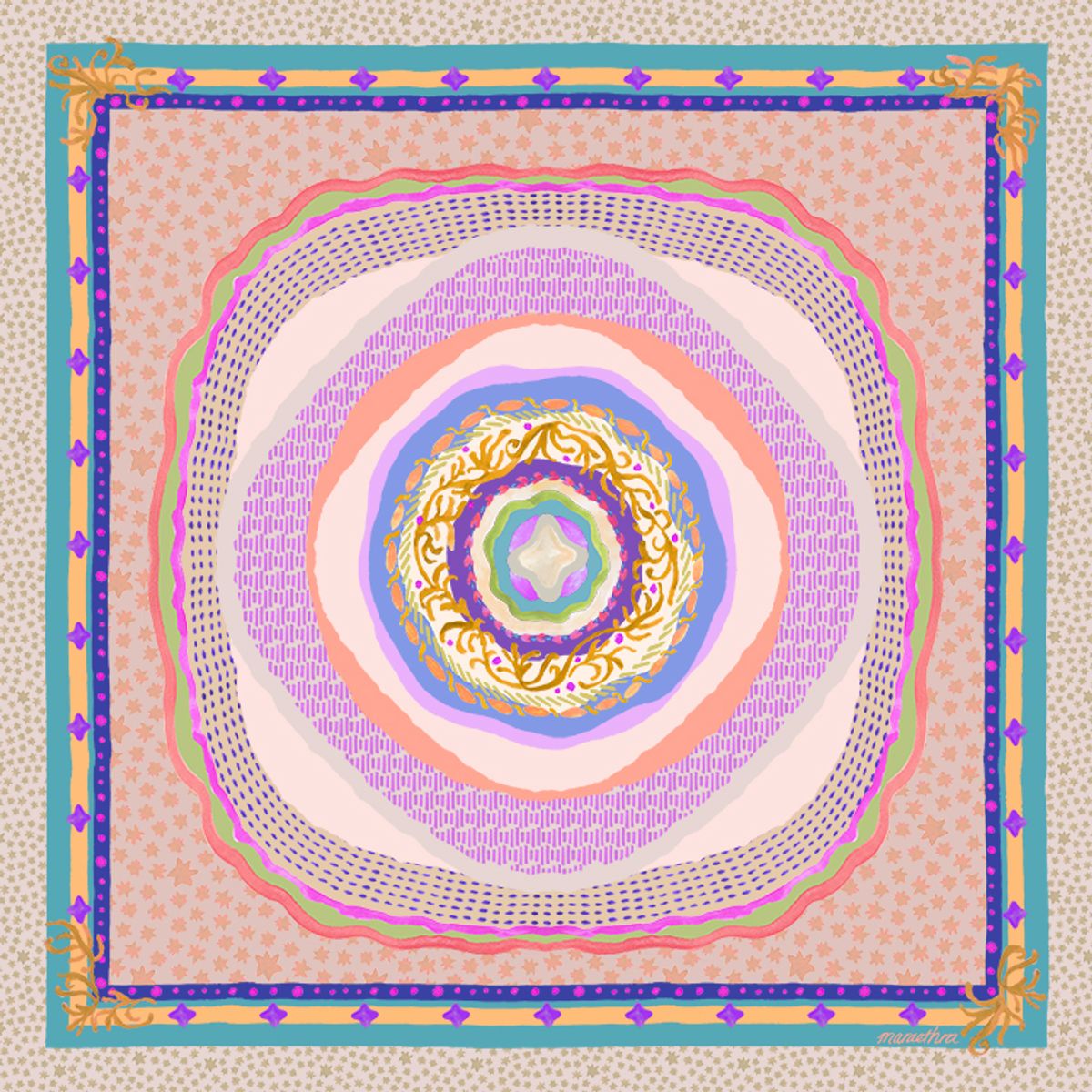 마레트라(MARAETHRA) The Sea life Cotton Square Scarf 더 씨 라이프 코튼 스퀘어 스카프