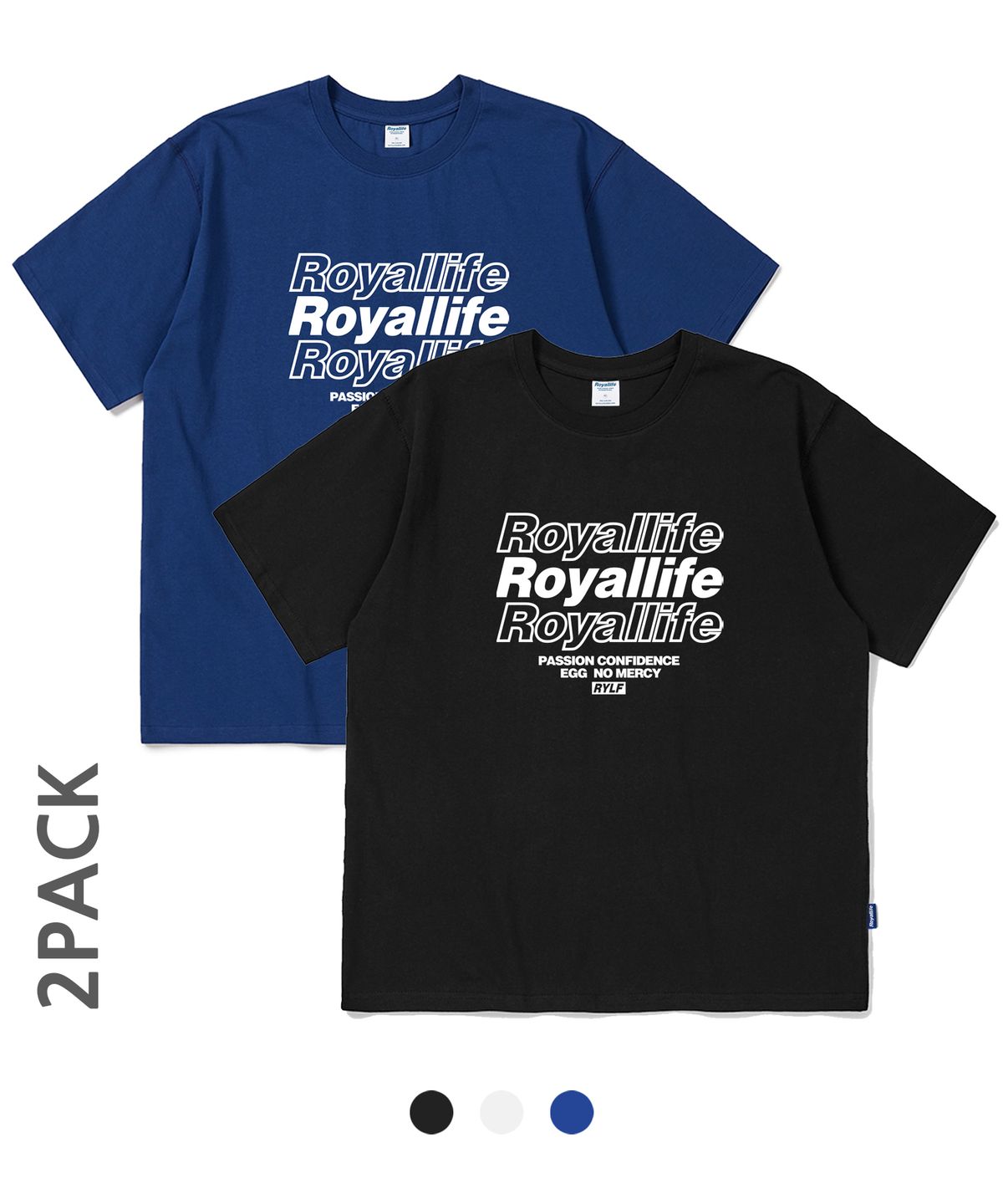 로얄라이프(ROYALLIFE) [2PACK] RL229 멀티 로고 반팔 티셔츠 [3Color]