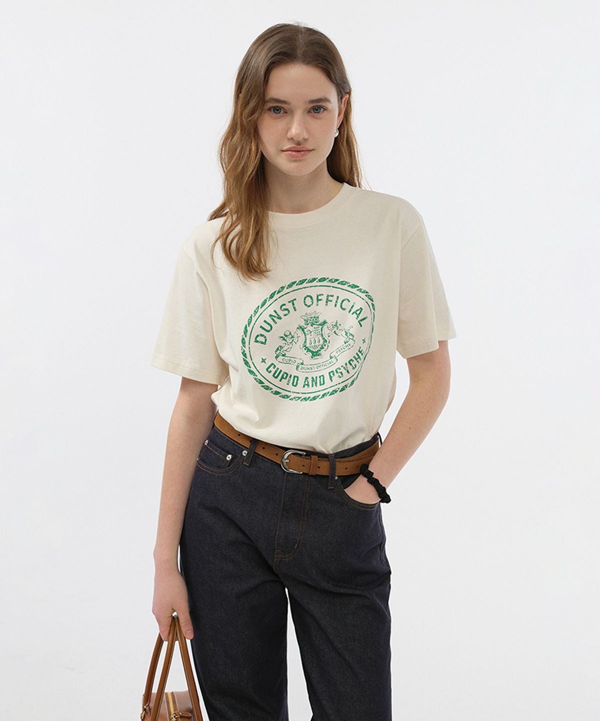 던스트(DUNST) UNISEX CUPID CAMPUS T-SHIRT_UDTS5B121_CREAM