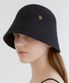 logo pendant raffia bucket hat (C006_black)