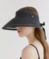 mesh ribbon logo pendant raffia sun visor (C008_black)