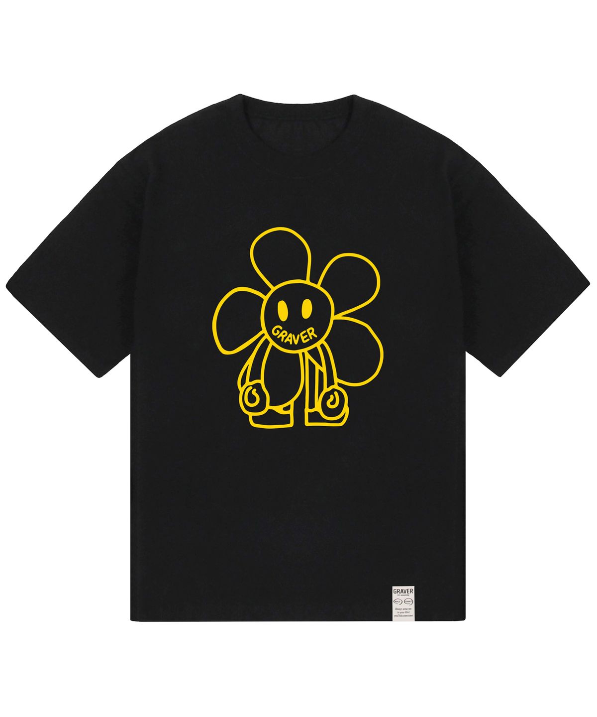 그레이버(GRAVER) [UNISEX]코믹스 라인 플라워드로잉 반팔티_블랙