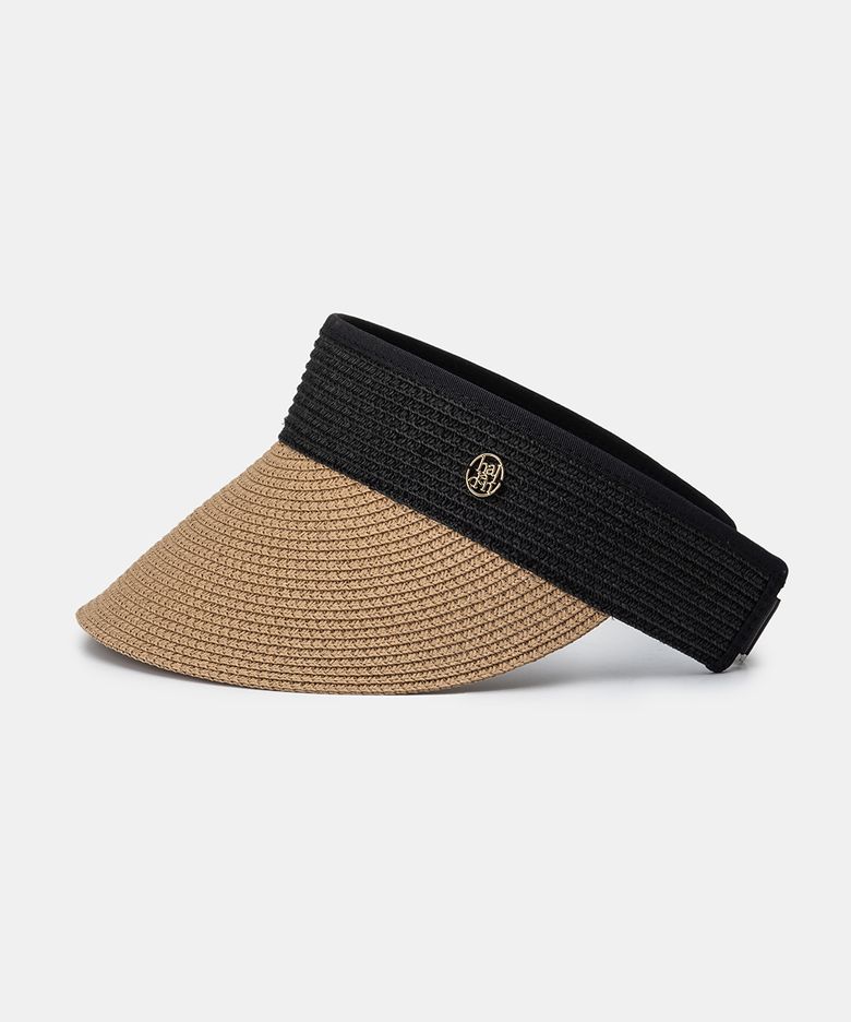 basic logo pendant raffia sun visor (C009_beigeblack)