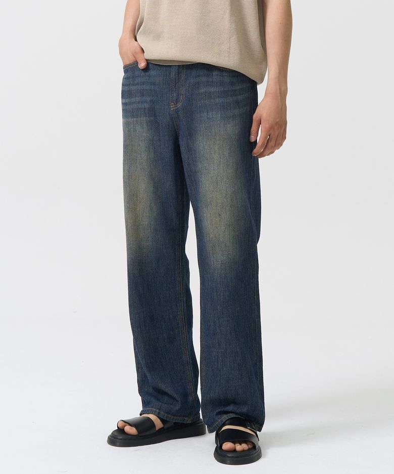 SL01 섬머 데님 와이드 팬츠 (WASHED DEEP INDIGO)