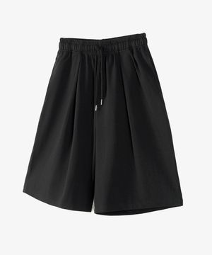 원턱 하프 스웻 팬츠 (BLACK)