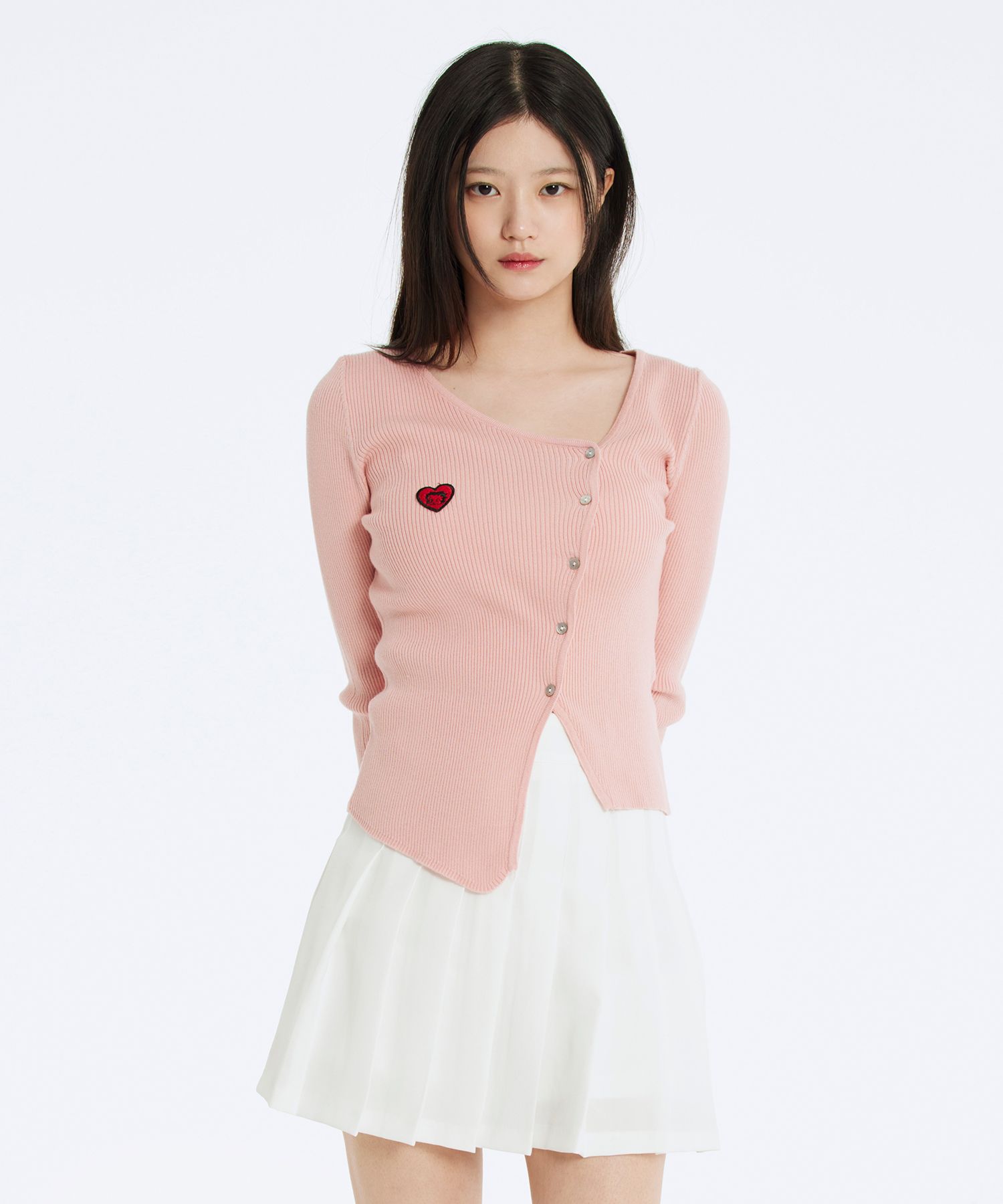 MUSINSA公式 | CNVS ベティブープ アンバランス 斜めカーディガン_ピンク