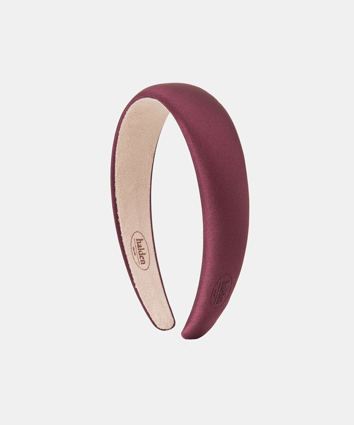 할렌(HALDEN) emboss logo satin hairband (H001_wine)