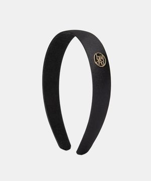 flat satin logo pendant hairband (H007_black)