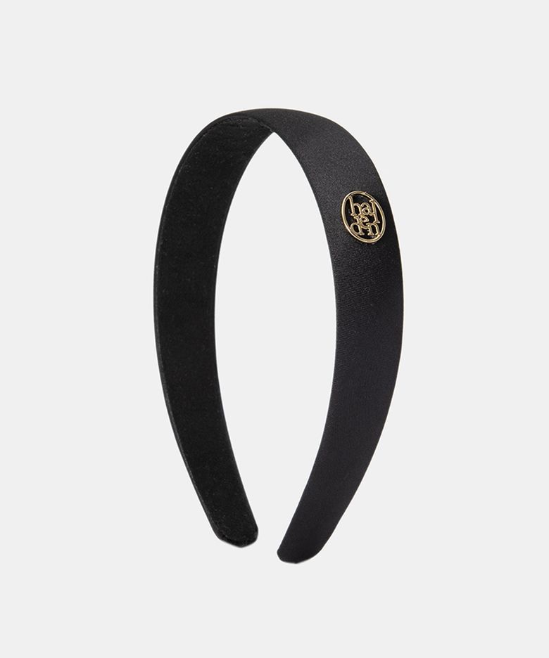 flat satin logo pendant hairband (H007_black)