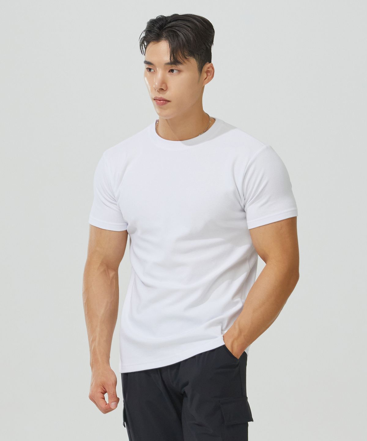 블랙몬스터핏(BLACK MONSTER FIT) 코튼 폴리 하프 슬리브 (WHITE) / BM230106