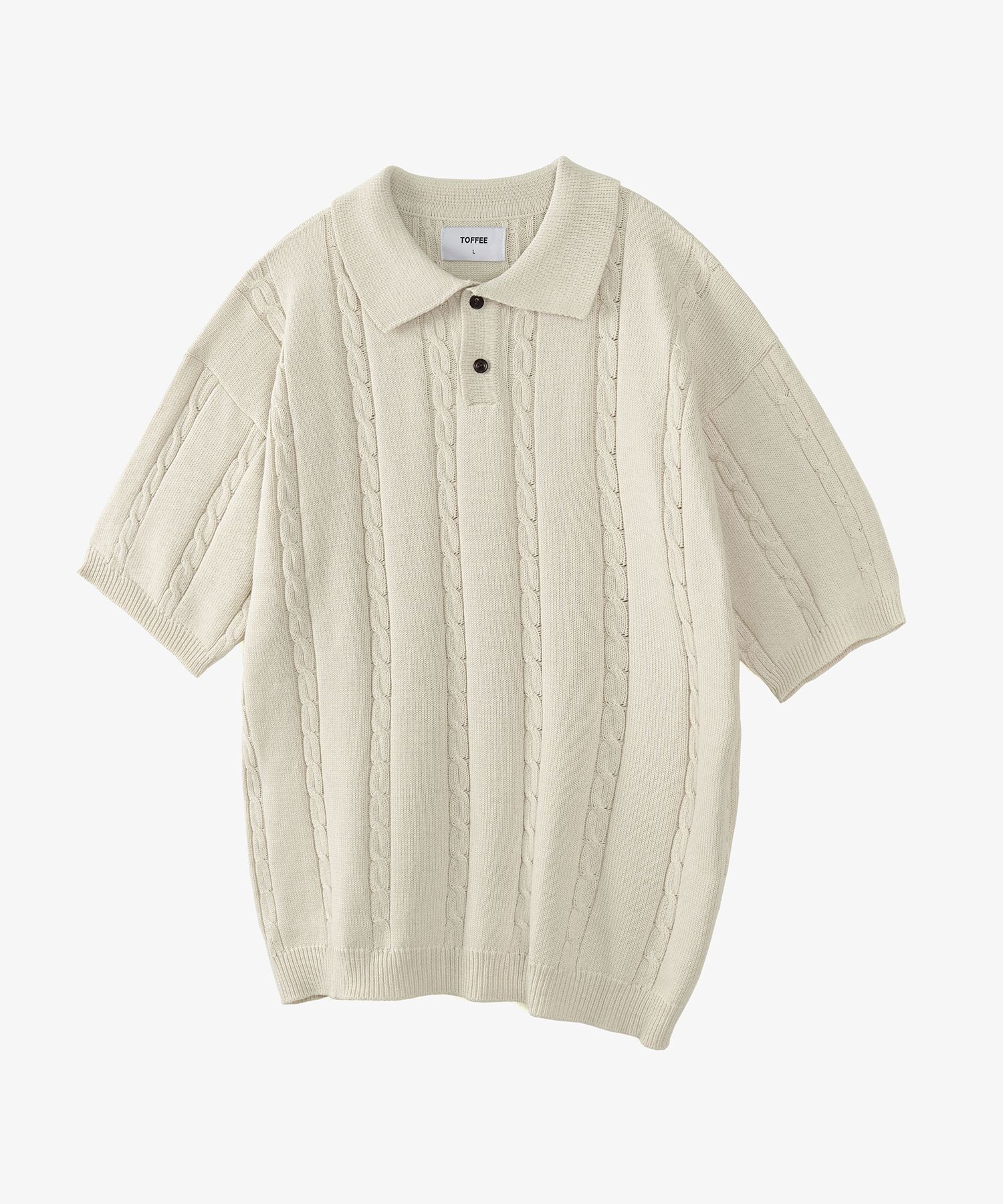 「LOOKPLE」Washable Ice Dangara Collar Half Knit ★2col(M/L) MUSINSA | TOFFEE Cool Cable Collar Half Knit (IVORY)