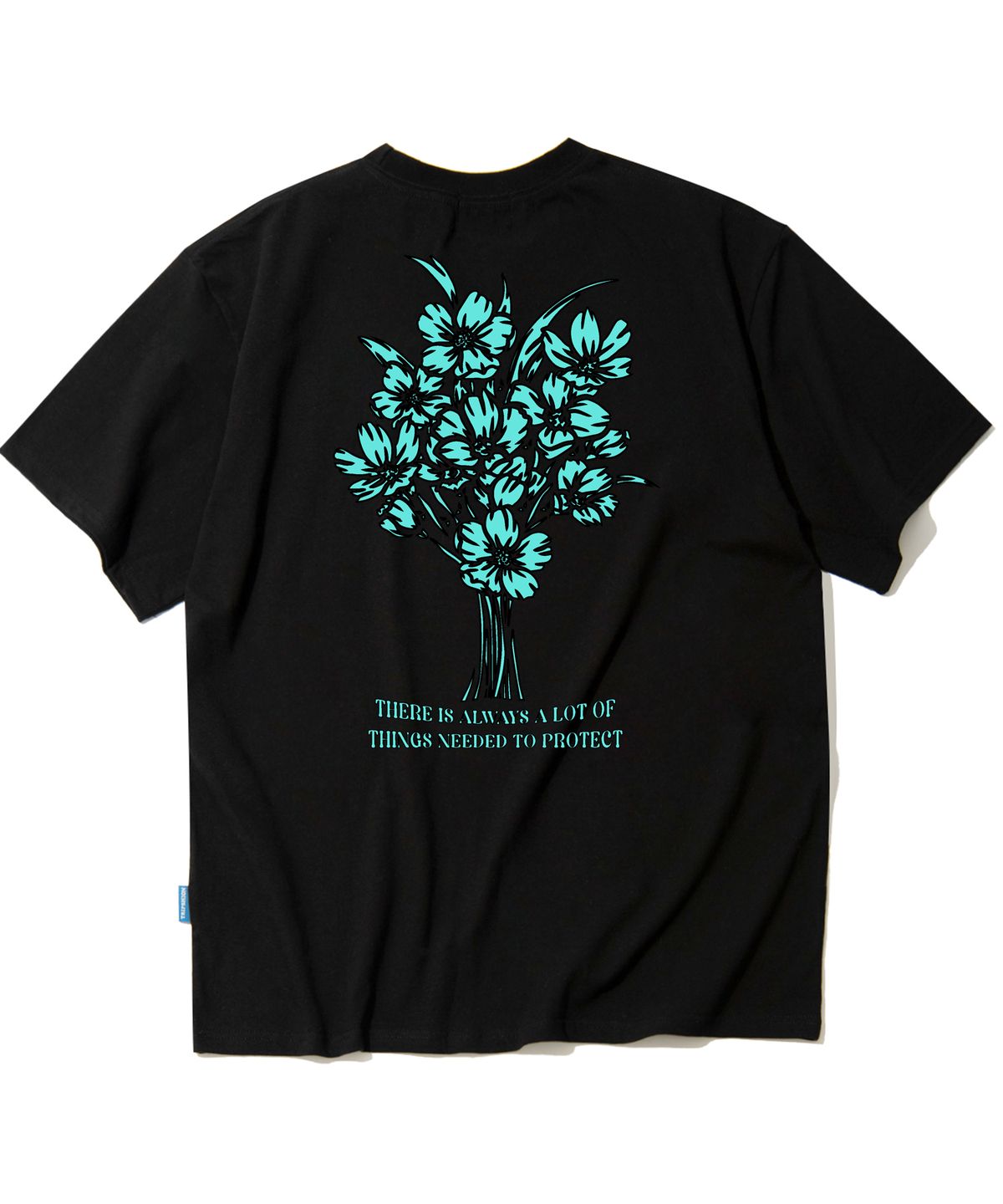 트립션(TRIPSHION) FLOWER BUNDLE GRAPHIC 티셔츠 - 블랙