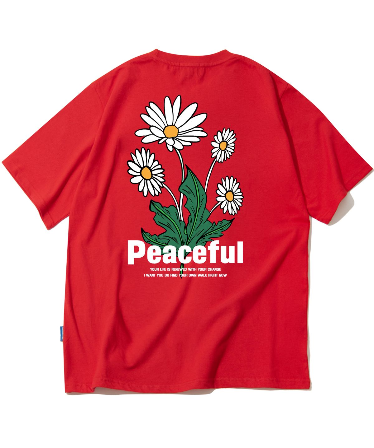 트립션(TRIPSHION) PEACEFUL DAISY BUNDLE GRAPHIC  티셔츠 - 레드