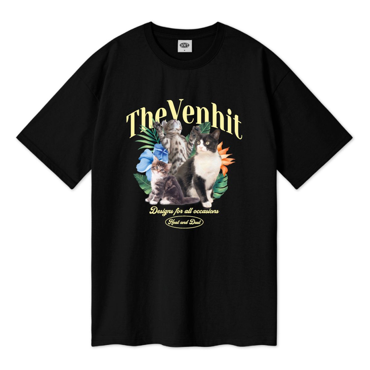 벤힛(VENHIT) 캣츠 오버핏 반팔티