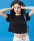 여름 기능성 세미 무지 크롭티 반팔 [블랙]