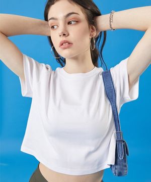 여름 기능성 세미 무지 크롭티 반팔 [화이트]