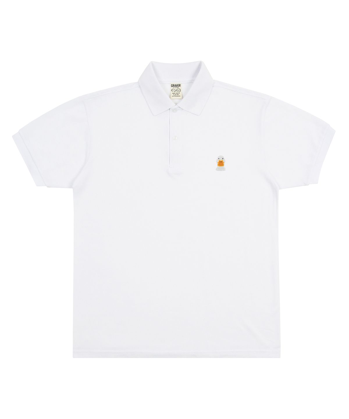 그레이버(GRAVER) [UNISEX]덕 페이스 자수 피케 반팔티셔츠_화이트