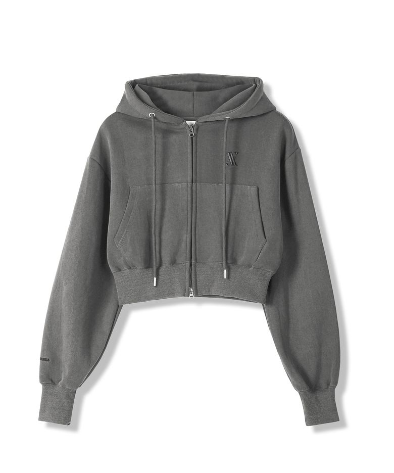 AV LOGO CROP HOOD ZIP-UP PIGMENT GREY