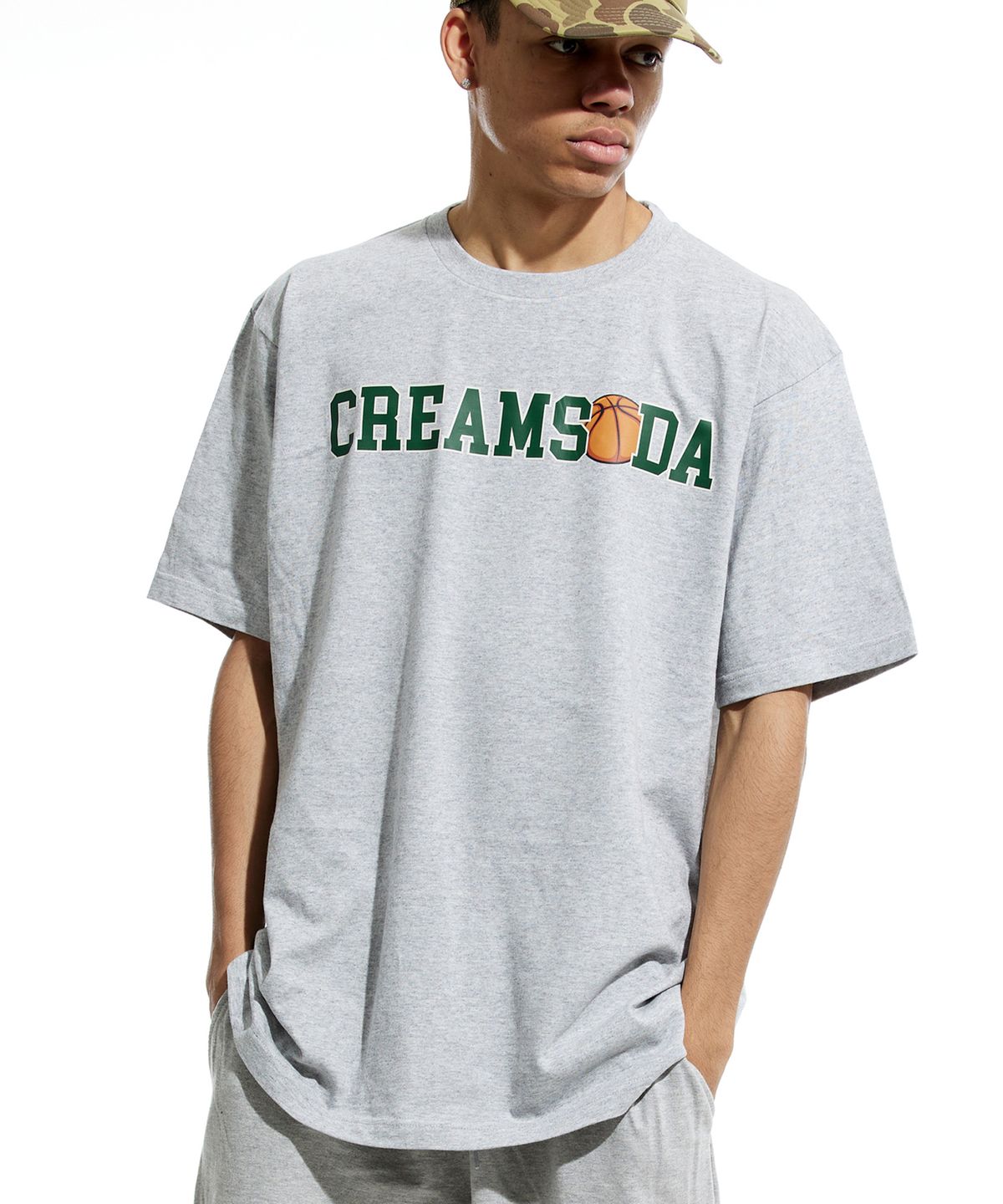 크림소다랩(CREAM SODA LAB) 씨알 볼러 반팔티 그레이 그린