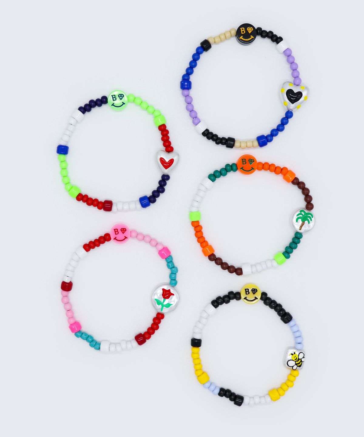 봉보(BONBEAU) Unique color play smile beads Bracelet 유니크 컬러 플레이 스마일 참 비즈 팔찌