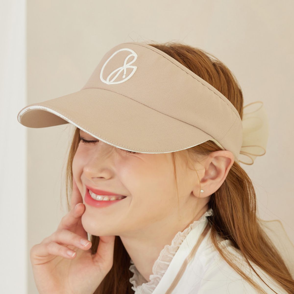 제이제인(J.JANE) 로고 라인 컬러 선캡 (Beige)