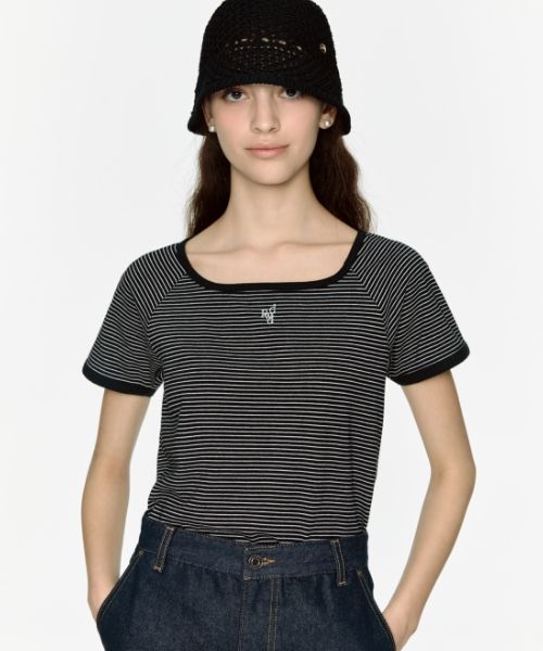 ★送料・関税込★depound★dpwd half sleeve stripe t-shirts★ MUSINSA | DEPOUND Half Sleeve Striped T-Shirt [Black]