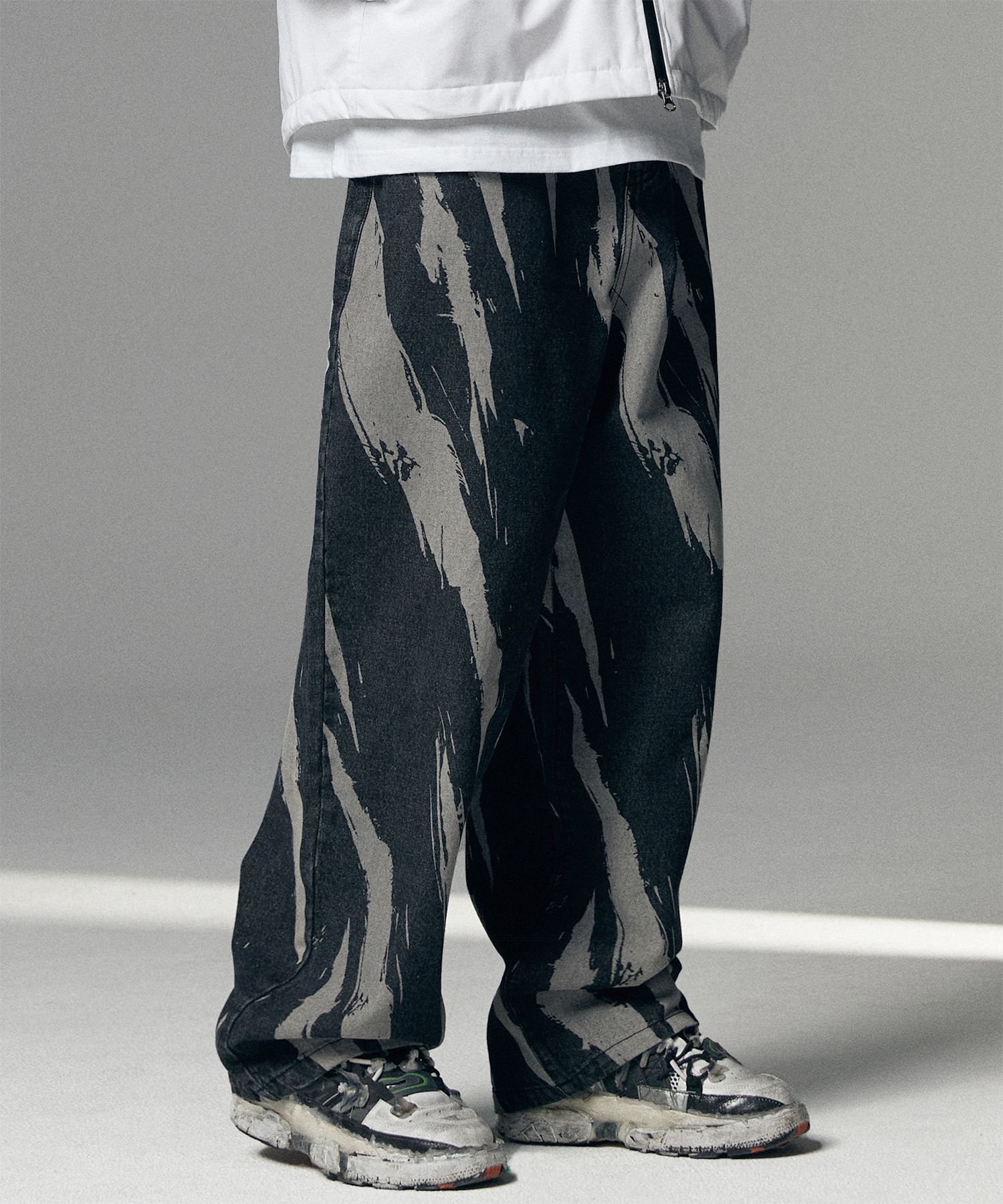 ◆NOT4NERD◆ Diagonal Line Denim Pants Black MUSINSA | NOT4NERD Diagonal Line Denim Pants - Black