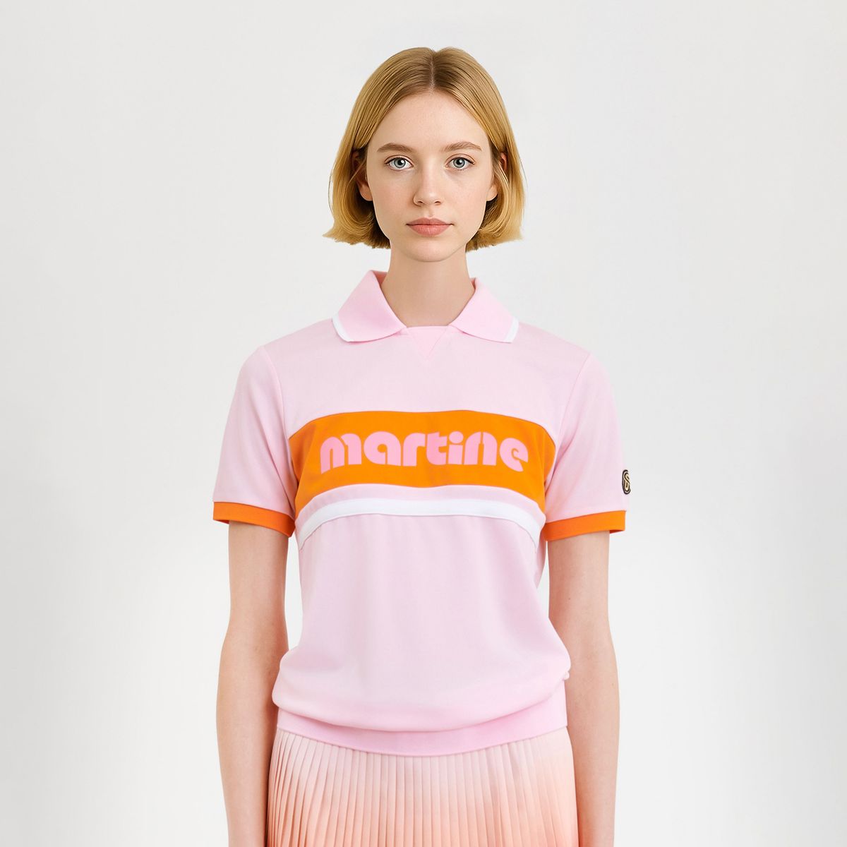 마틴골프(MARTINE GOLF) One Point Block Polo Shirts_Pink