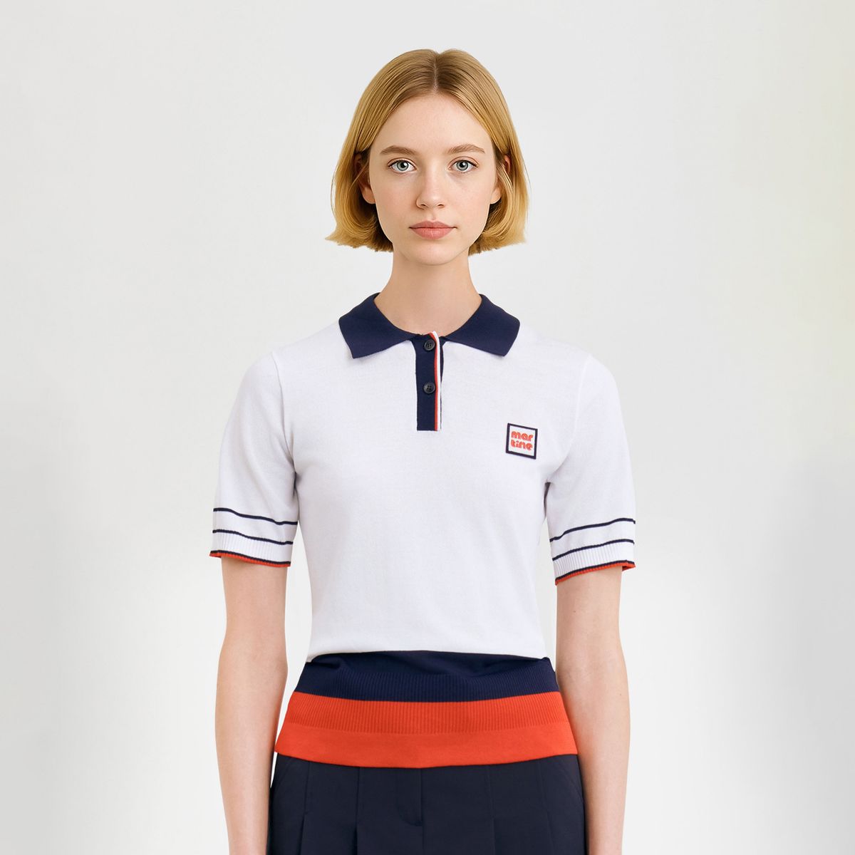 마틴골프(MARTINE GOLF) Color Combi Collar Sweater_White