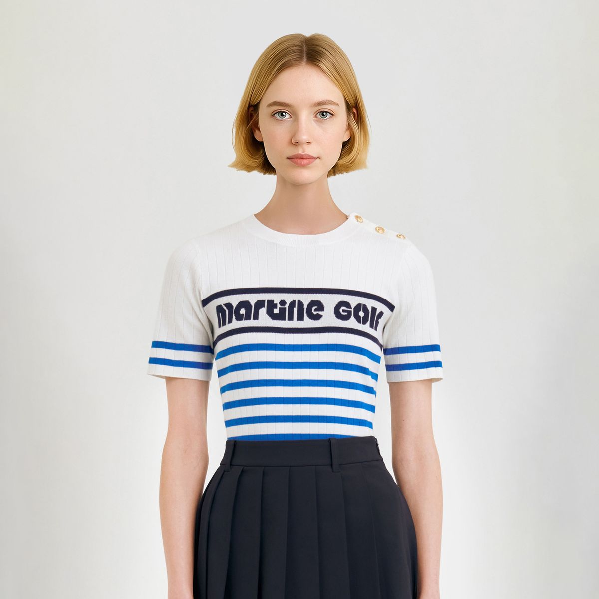 마틴골프(MARTINE GOLF) Stripe Round Sweater_D/Blue