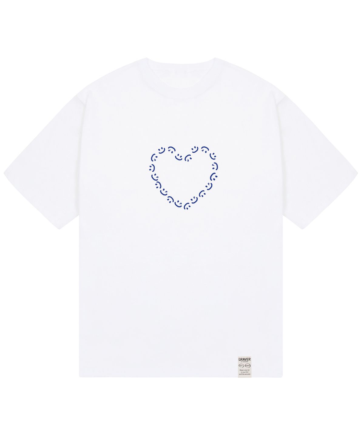 그레이버(GRAVER) [UNISEX]하트 드로잉스마일 반팔티_화이트