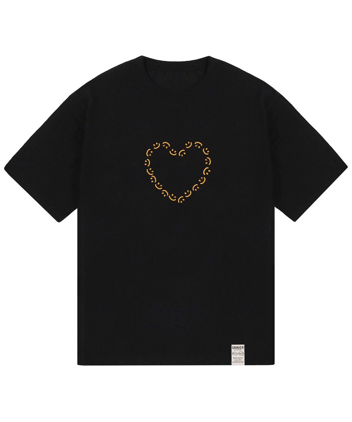 그레이버(GRAVER) [UNISEX]하트 드로잉스마일 반팔티_블랙