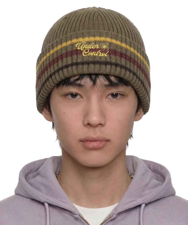 사계절 얇은 롱비니 코튼 니트 남녀공용 로고 비니 모자 BEANIE / FLORAL SCRIPT / M STRIPE / L OLIVE