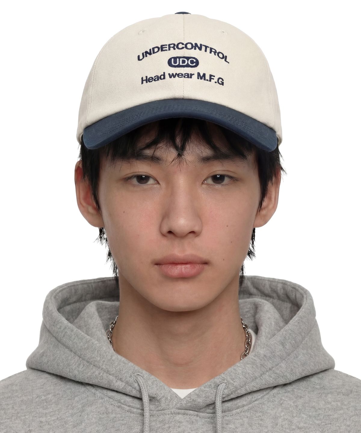 언더컨트롤(UNDERCONTROL) 사계절 코튼 배색 로고 소프트탑 볼캡 남녀공용 야구모자 COLLEGE CREW / AUTHENTIC B B / NAVY