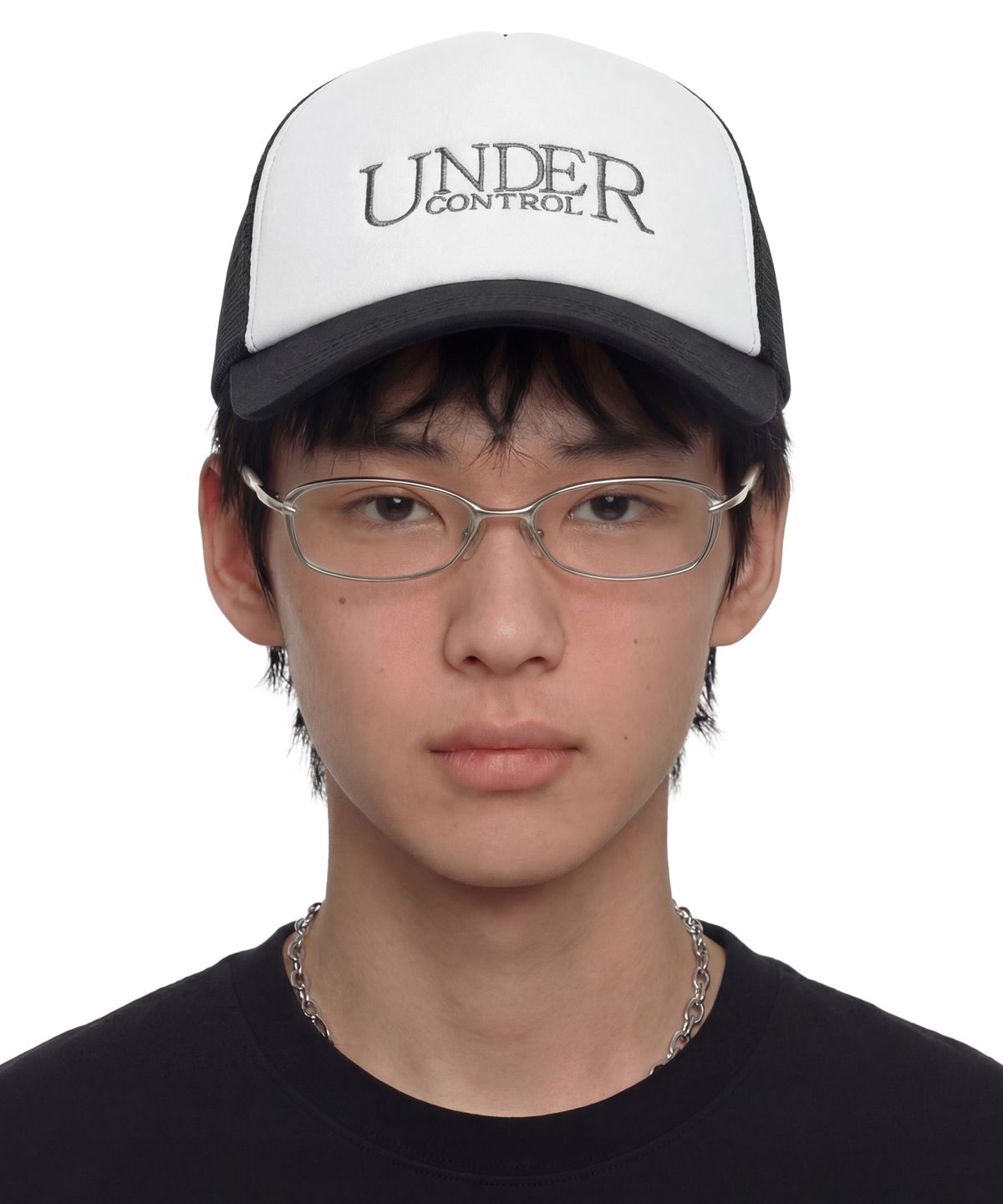 언더컨트롤(UNDERCONTROL) 여름 메쉬 햇빛 차단 로고 배색 볼캡 남녀공용 야구모자 SIGNATURE / MESH TRUCKER B B / BLACK