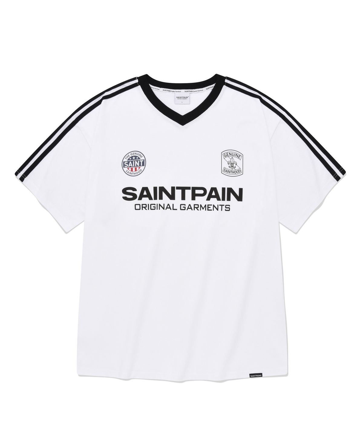 세인트페인(SAINTPAIN) SP 세인트 클럽 브이넥 티셔츠-화이트
