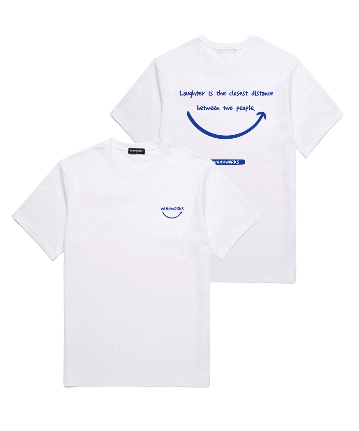 밴웍스(VANNWORKS) Smile Logo 오버핏 반팔 티셔츠 (VS0025) 화이트_블루