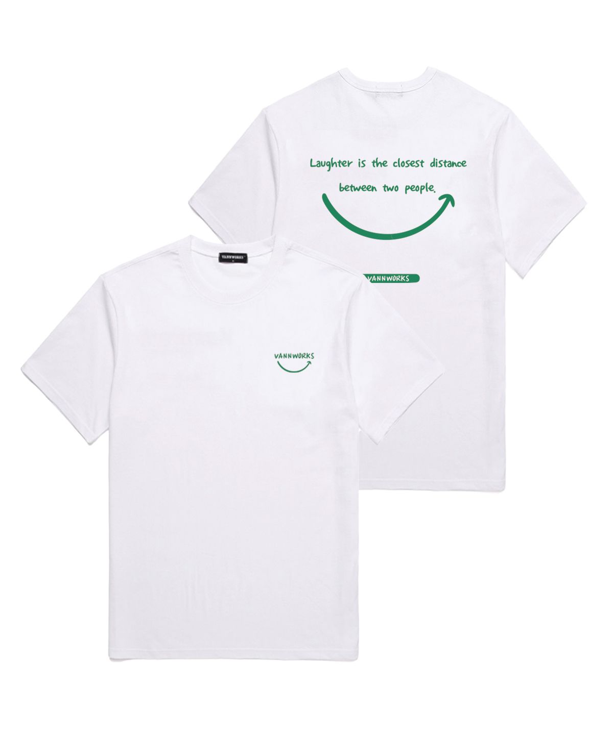 밴웍스(VANNWORKS) Smile Logo 오버핏 반팔 티셔츠 (VS0025) 화이트_그린