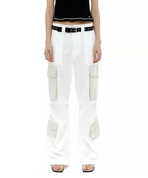 SOLID MULTI CARGO PANTS / WHITE