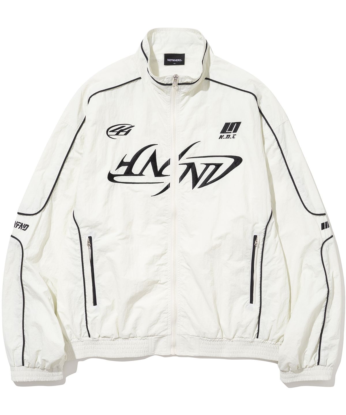 낫포너드(NOT4NERD) Tribal Logo Nylon Racing Jacket - White
