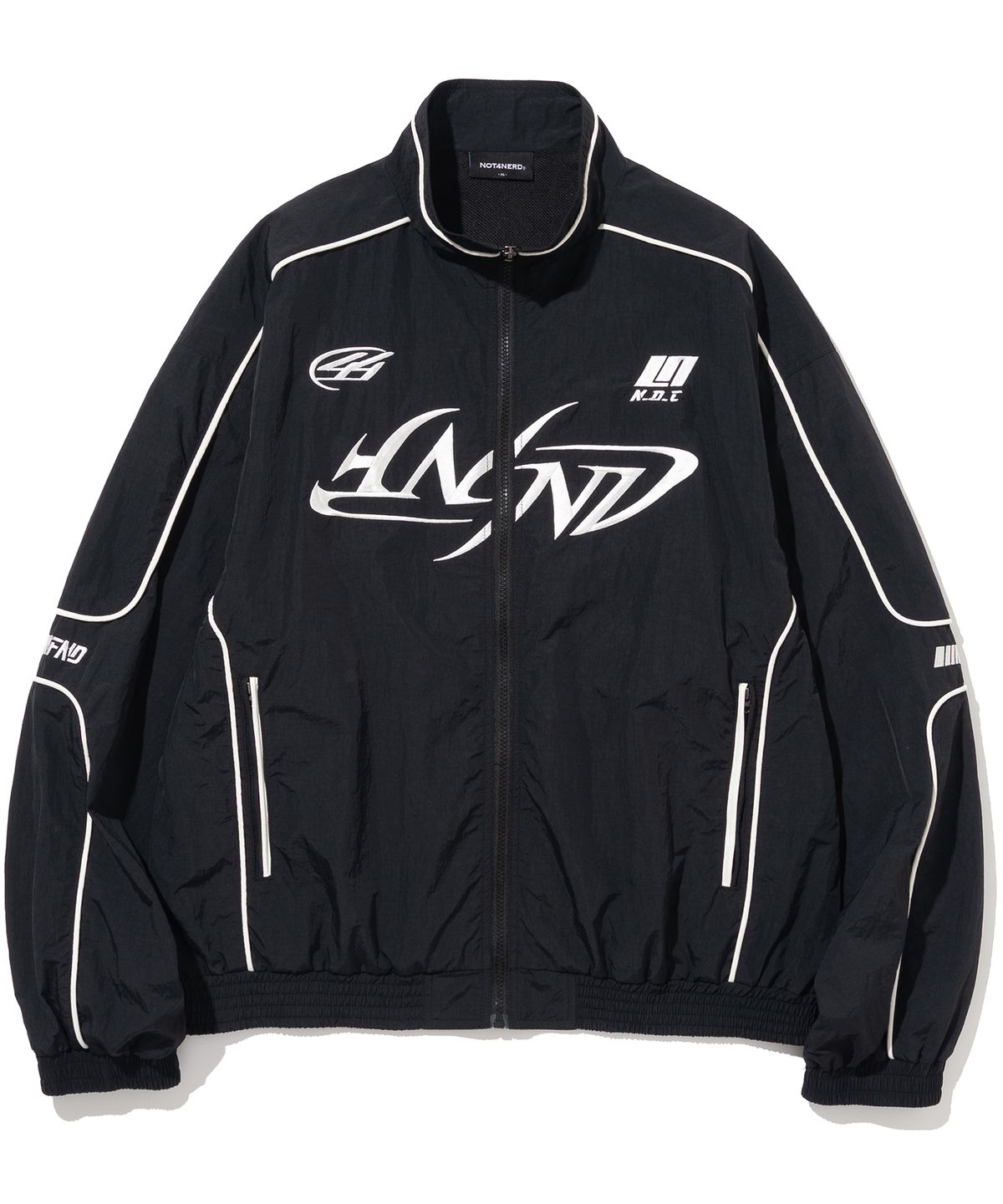 낫포너드(NOT4NERD) Tribal Logo Nylon Racing Jacket - Black
